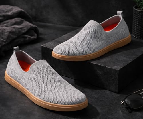 Image of Kraasa Men's Casual Slip-On Loafers | Soft Knitted Upper Breathable Flex Upper | Lightweight Comfort Shoes | TPR Sole