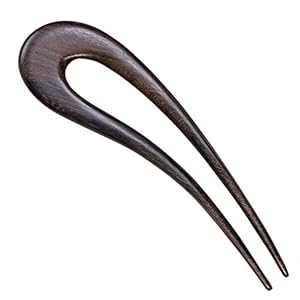 81stgeneration Women’s Brown Natural Wood Wooden Double Prong Vintage Style Curved Hair Stick Pin Hairpin