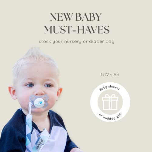Dodo Babies Pacifier Clip Set - Four Clips Plus Binky Case - Universal Holder Fits Most Paci Brands, Teether Toys and Car Seats - Blue and White Prints for Girls or Boys - Pacifier Holder - Thumbnail 6