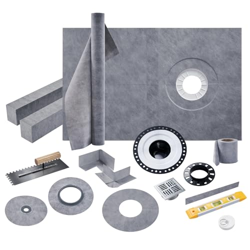 Albott 38 x 60 Shower Curb Kit Off-Center Drain ABS Bonding Flange