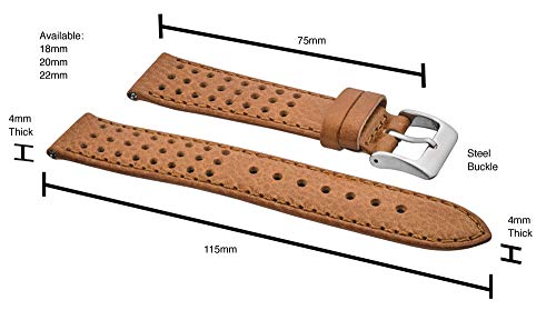 Stunning Selection Alpine Soft And Smooth Genuine Perforated Leather Watch Band - Tan - 20Mm #TOP1