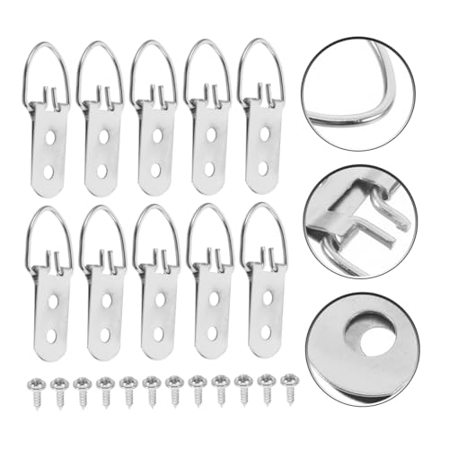 Image of 12Pcs Heavy Duty D Ring Picture Frame Hooks with Screws for Securely Hanging Artwork and Frames Reliable Wall Display Hardware for Paintings and Decor Enhancement