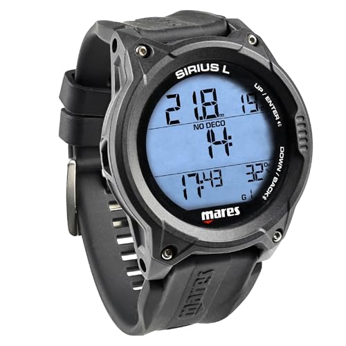 Mares Sirius L Wrist Diving Computer - Watch-Style Lightweight Underwater, Snorkeling, Scuba Diving Accessory for Recreational Divers