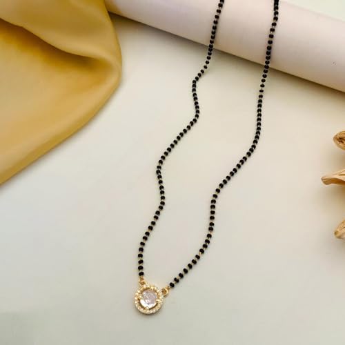 Image of Jewels Galaxy Gold Plated Round Shaped Mangalsutra with Chain for Women