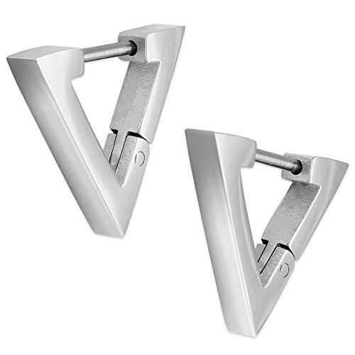 Soul-Cats Boucles d'oreilles triangle en acier inoxydable, Coleur: argent