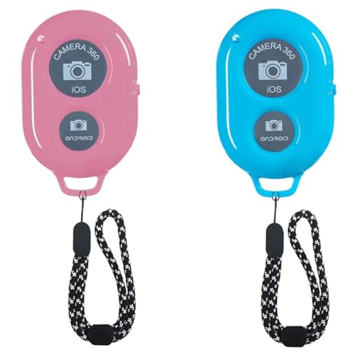 Wireless Camera Shutter Remote Control for Smart Phones- Compatible with iOS/Android (1 Pink＋1 Blue)
