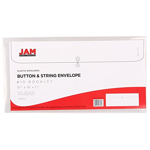 Jam Paper Plastic Envelopes With Button & String Tie Closure - #10 Business Booklet - 5 1/4 X 10 - Assorted Colors - 6/Pack #TOP7