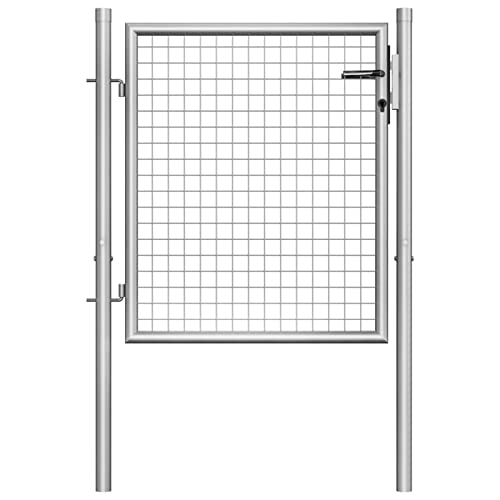 Xichuzi Gartentor, Gartentür, Zauntor, Garten Tor, Gartenpforte, Gartentüre, Garden Gate, Verzinkter Stahl 105x125 cm Silbern
