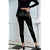 Women's Satin Silky Pants Dress Casual Pull on High Waist Pants with Pockets X-Large