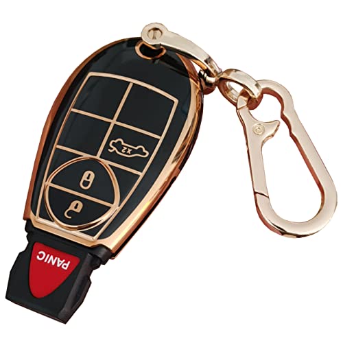 QIXIUBIA Capa para Jeep Key Fob com chaveiro adequado para Dodge Ram Durango Challenger Jeep Chrysler (para Chrysler A, preto)