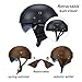German Style Motorcycle Helmets, Retro Leather Half Helmet, DOT Approved Adult Men Women Vintage Half Face Helmet, with Goggles, for Moped Bike Cruiser Scooter Chopper (Black, M)
