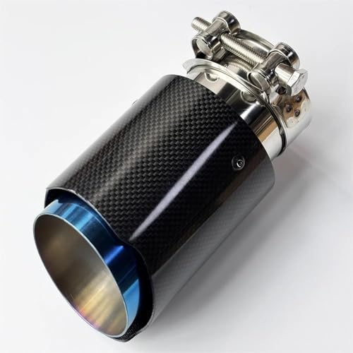 Tubo de escape de carbono azul brillante y silenciador inoxidable universal para coches 5