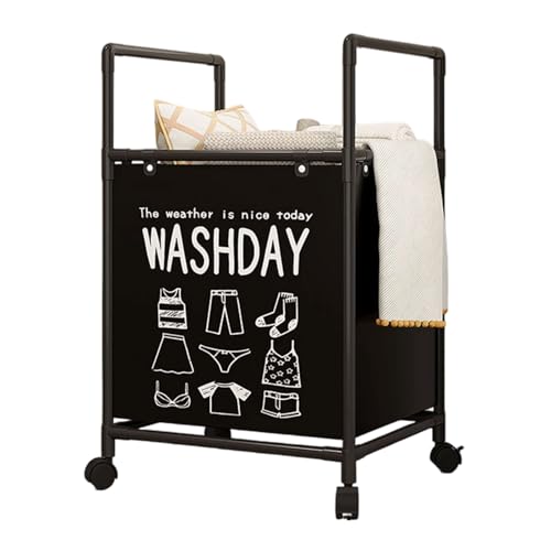 Guaber Panier à linge à roulettes avec étagères amovibles - Cadre en métal pliable - Panier de rangement pour salle de bain et chambre à coucher - Trieur de linge extensible