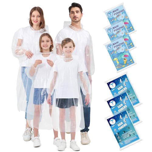 Disposable Rain Ponchos Family Pack (4-10)