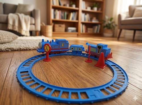 Image of Express Play Train Toy Set for Boys & Girls | Battery Operated Railway Engine with Coaches | 14 Piece Railway Track Educational Fun Toy