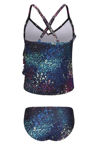 Image of Girls Tankini Swimsuits Two Piece Bathing Suit Hawaiian Ruffle Swimwear Set for Kids Girls 3-16 Years
