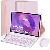 EHLCYS Custodia con Tastiera per Lenovo Idea Tab PRO 12,7 Pollici 2025 Modello (TB373FU/TB375FC), Layout Italiano Tastiera Bluetooth Staccabile, Cover Ultrasottile Multi-Angolo con Mouse,Rosa