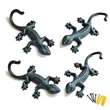 Fun Cast Iron Outdoor Towel Hooks Hooks, Cool Gecko Pool Towel Hooks, Heavy-Duty Coat Rack, Lovely Lizard Pool Towel Holder for Outdoor and Indoor, Cute Key Holder and Wall Decor (Set of 4)
