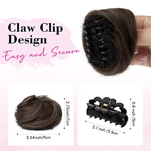 REECHO 2 PCS Mini Claw Clip in Messy & Cat Ears Hair Bun Extensions Wig Accessory Updo Hairpieces for Women Girls (Pack of 2-3.5" Wavy - Image 2