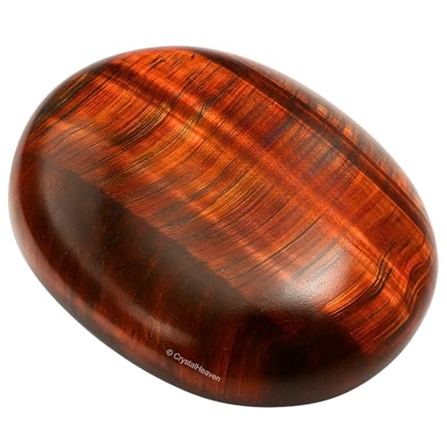 Image of Crystal Heaven Certified Red Tiger Eye Palm Pebbles Stones For Anxiety Stress Relief Massage-Aaa Grade Original Healing Gemstone Agate Palm Stone For Yoga Meditation Spiritual Reiki Feng Shui