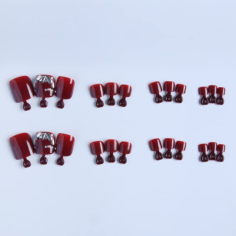 Miniatura 4 de EALGA-F-036 - Uñas postizas cuadradas con diamantes de imitación gruesos, uñas postizas rojas, uñas rojas brillantes a presión en los dedos, 12