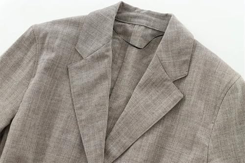 Women's Slim Blazer with Belt Notched Lapel Long Sleeve Office Business Jacket3