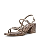 Anne Klein Women's Block Heel Sandal Mackenzie, Snake Taupe, 6