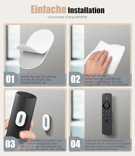 Nearockle 2025 Superstark Magnetische Fernbedienung Halterung, Doppelmagnete Selbstklebend Universal - Wandhalterung Fernbedienung Aufbewahrung für TV/Ventilator/Garagentore(4 Stück, Weiß)