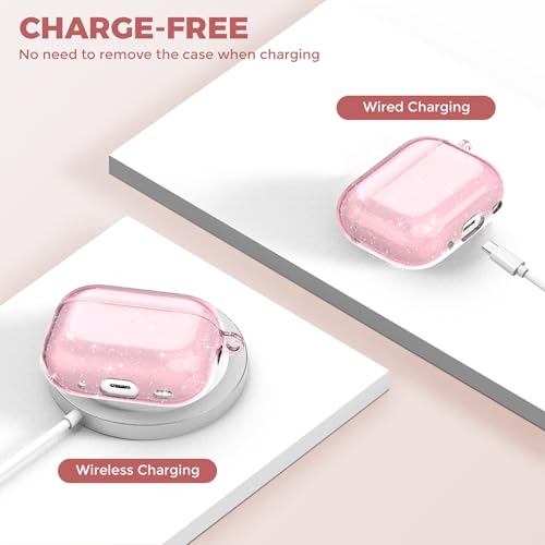 Image of for Airpods Pro 3 Case Clear with Cleaning Kit 2025, Soft TPU Transparent Apple AirPods Pro 3rd Generation Protective Cover Skin Women Men for iPod Pro3 Case -Glitter Pink