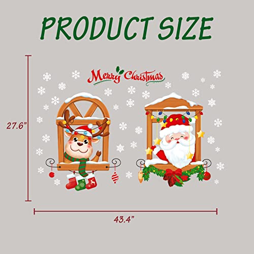 Atcarmor Merry Christmas Wall Decals Stickers Removable, Santa Claus Reindeer Xmas Christmas Vinyl Diy Wall Decal, Christmas Snowflake Window Clings Decals Sticker For Wall Office Kid Room Decorations #TOP3