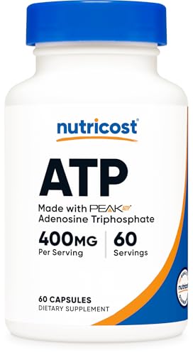 Nutricost ATP Supplement (400mg) 60 Capsules - Made with Peak ATP Adenosine Triphosphate Vegan GMO-Free Gluten-Free