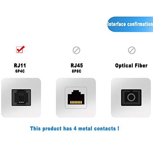 Telephone Cords for Landline Phones, 2 Pack 3ft RJ11 Extension Cable Line with 1 RJ11 Coupler and 50pcs 7mm Cable Clips, Male to Male Telephone Flat Cord White