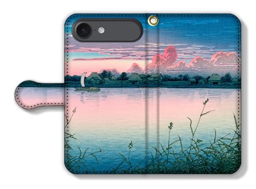 手帳型 iPhone17 Air互換 スマホケース 【アートシリーズ】 川瀬巴水 新版画 浮世絵 絵画 芸術 アート 風景画 (初秋の浦安)