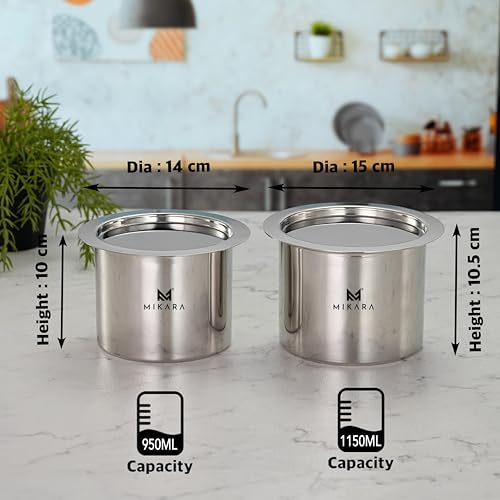 Image of MIKARA Stainless Steel Tope with Lid | Flat Bottom Patila | Heavy Duty Kitchen Cookware | for Gas & Induction Use | Strong, Durable & Multipurpose Cookware | Space Saving | 950ml, 1150ml