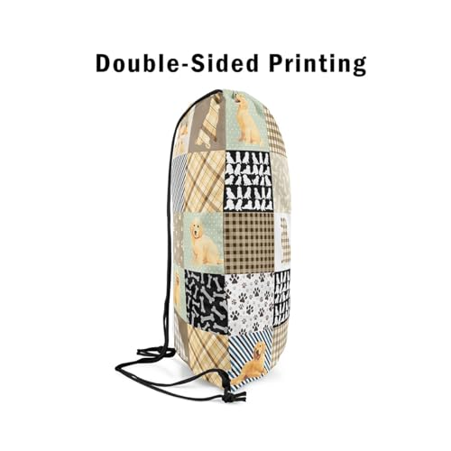 Erosebridal Golden Retriever Drawstring Bags,Kawaii Puppy Dog Drawstring Backpack,Lovely Animal Draw String Back Bag,Rustic Farmhouse Style String Backpack,13x15.74