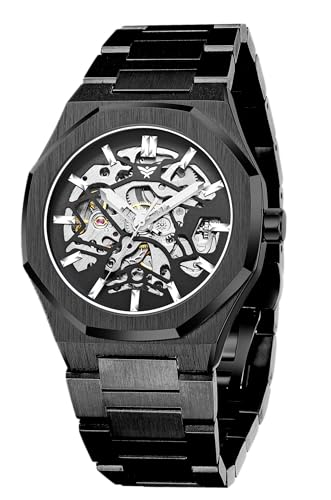ALTURA Onyx Skeleton Automatic Analog Watch Mechanical Wrist Watch For Men Octagonal Case With Silicone Band Self-Wind Business Watch For Men (M-Blk-Blk),Dial-Black, Band-Black (B0CZ79GSVZ) Amazon Price History, Amazon Price Tracker