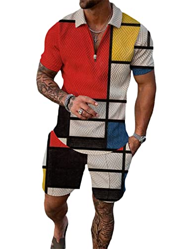 Ensemble de polos à manches courtes homme t-shirt à revers et short de survêtement XL