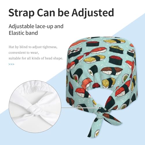 Image of Adjustable Working Cap Breathable Unisex Women Men Elastic Bandage Tie Back Hats Scrub Nursing Doctor Surgeon Cap