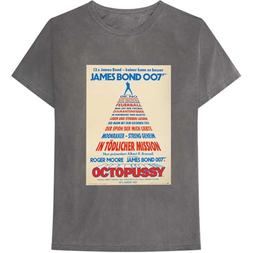Image of James Bond 007 Octopussy German Poster Official Tee T-Shirt Mens Unisex (XX-Large) Grey