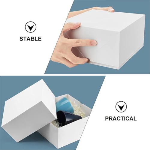 Boîtes présents avec couvercle blanches kraft corde chanvre conteneurs - 3