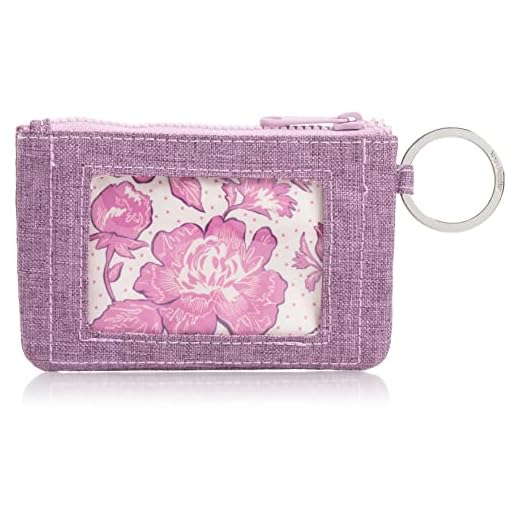 Vera Bradley Women's Recycled Lighten Up Reactive Zip ID Case Wallet, Pale Orchid Heather, One Size