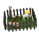 Supvox Miniatur Modell Realistisches Pferdehof Stabiles Miniatur Stallgebäude für Puppenhaus Dekoration Kleine Landschaftsfigur für Mini Garten Langlebig und Formbeständig