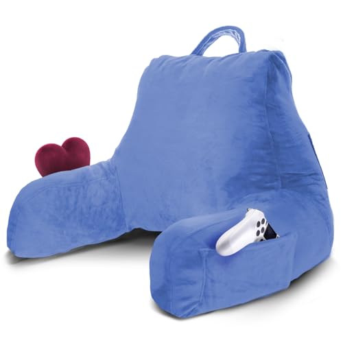 Nestl Reading Pillow for Kids & Teens with Shredded Memory Foam, Backrest Pillows for Reading, Watching, and Gaming, Use on The Couch, Bed, or Floor, Adjustable Support with Washable Cover Calm Blue