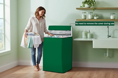 Image of Stylista Waterproof and Dustproof Polyester Washing Machine Cover Compatible for Godrej 7.5 Kg Fully-Automatic Top Loading WTEON ALP 75 5.0 FDTN GPGR, Green