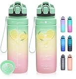 Dosurer Trinkflasche, 1l, 700ml, 500ml Trinkflasche Kinder Auslaufsicher, Wasserflasche mit Motivierender Zeitmarkierung, BPA Frei Tritan Sportflasche für Schule, Sport, Fahrrad, Arbeit, Fitness