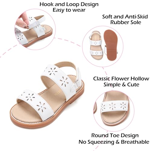 Image of PHIRAMIN Toddler Girl Sandals - Flower Girl Dress Shoes Open Toe Little Kid Flats