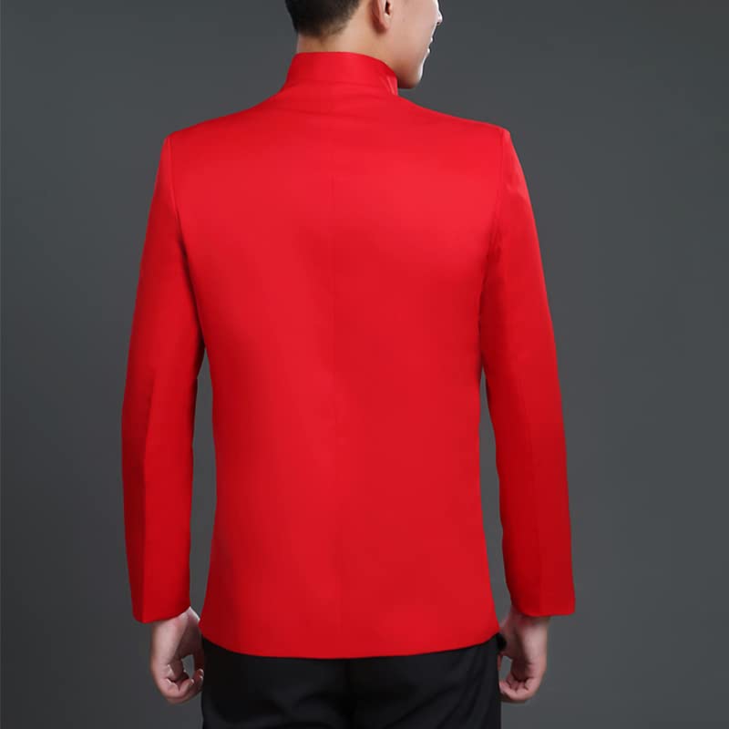 Dragon/Phoenix Embroidery Men Red Wedding Tunic Suit Jacket Traditional Chinese Style Stand Collar Coat4
