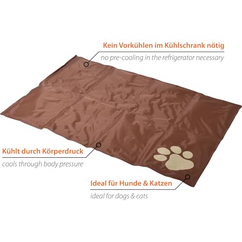 dobar® 60421 Kühlmatte für Hunde - Hundekühlmatte für Hund & Katze - selbstkühlende Matte für Haustiere - Hundedecke mit Kaltgel-Füllung - Kühldecke - 99,5 x 70 cm - Braun