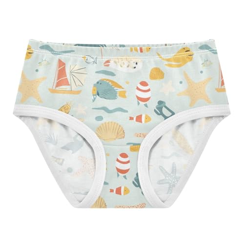 ZZKKO Summer Seaside Cute Girls Underwear Toddler Panties for Girls Comfort Brief Size 2-8T