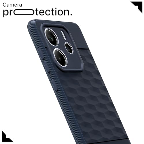 Image of Pikkme Back Cover for Redmi Note 14 5G Camera Protection 3D Hexa Cube Design Silicone Protective Bumper Case (Blue)